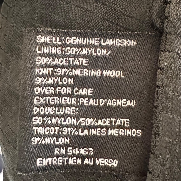 Cole Haan Lambskin Leather Jacket Black Moto Wool Removable Collar M Medium Zip - Picture 5 of 10